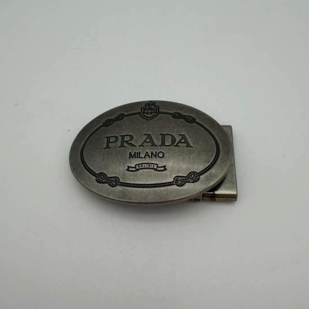 Prada Milano Oval Logo Belt Buckle Silver Tone – Used – Vintage Style - Picture 2 of 7